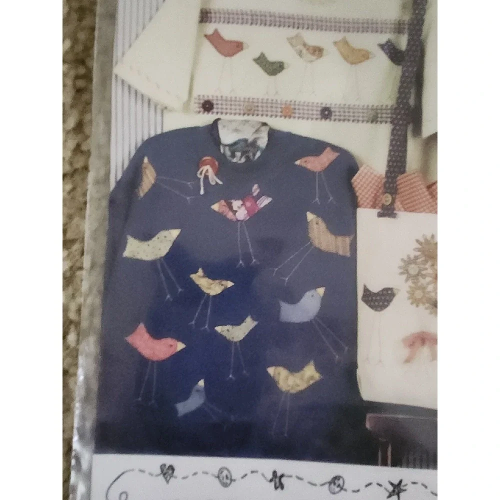 My Little Chickadees Applique Pattern Caught up in Stitches Shopping Bag T-Shirt